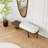 Walnut & Black Wooden Entryway Bench Fleece Upholstered With Abstract Metal Legs-1536255250