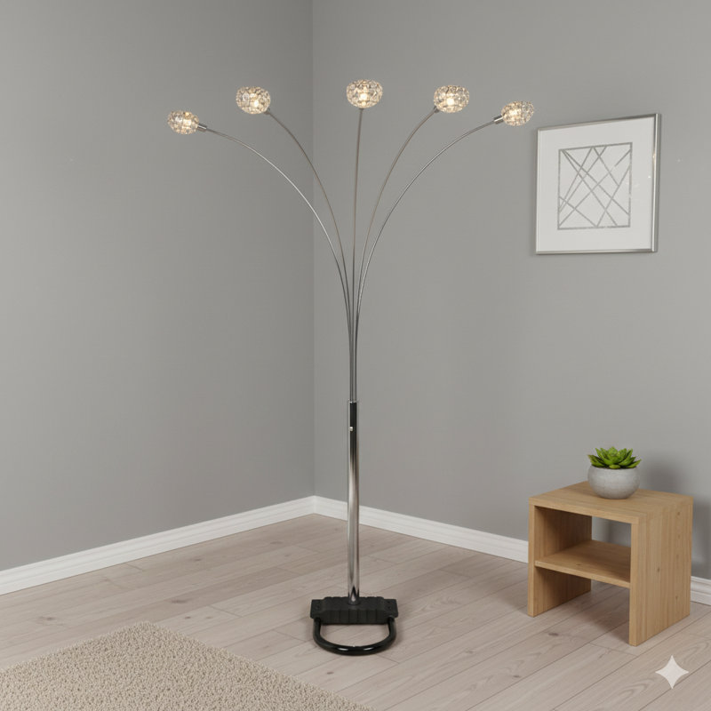 Lampe de salon 1pc de style moderne classique et luxueuse à têtes multiples et demi-lune