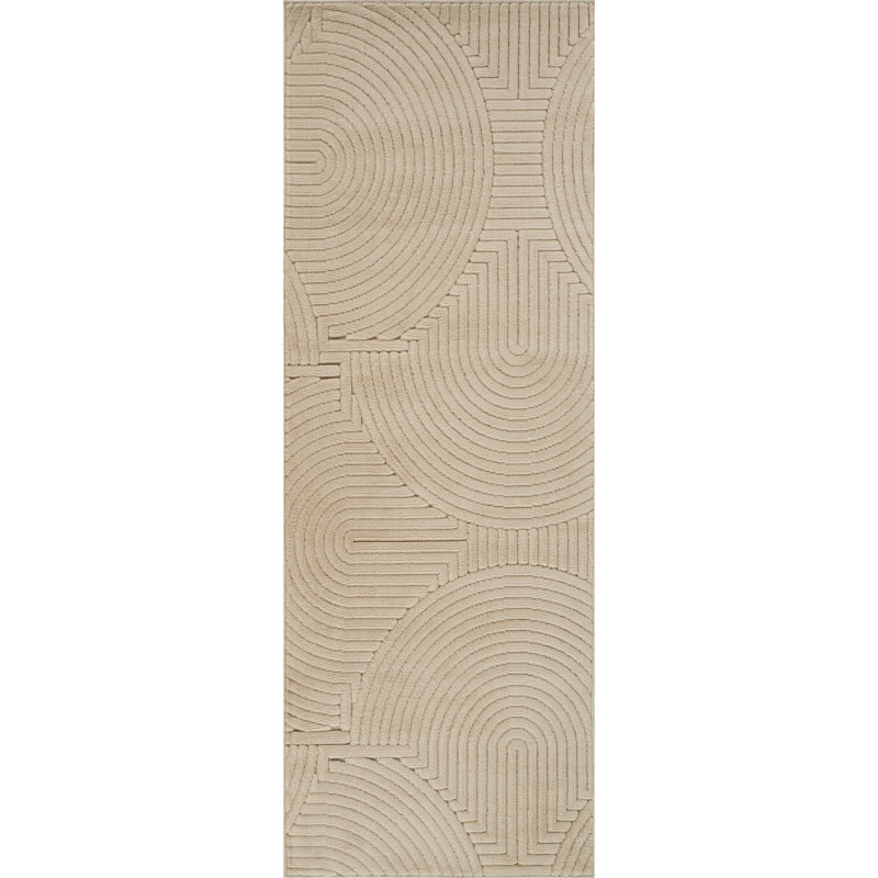 Ranota In- & Outdoor Scandi Modern Boho Beige Area Rug, Runner 230 x 80 cm