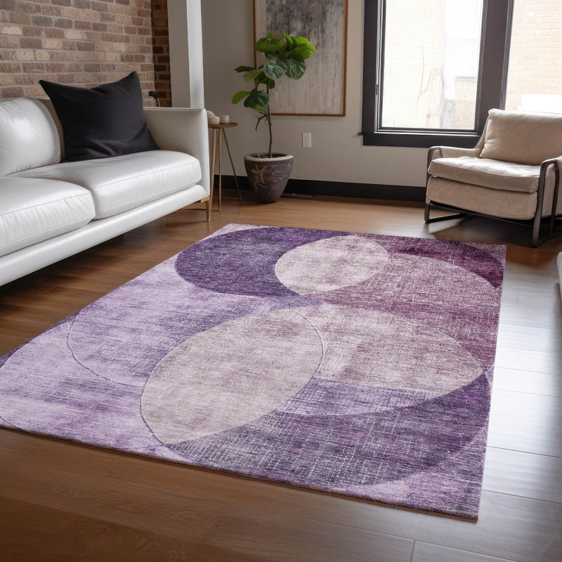 Purple Geometric Circles Washable Indoor/Outdoor Rug 2'6" x 3'10"