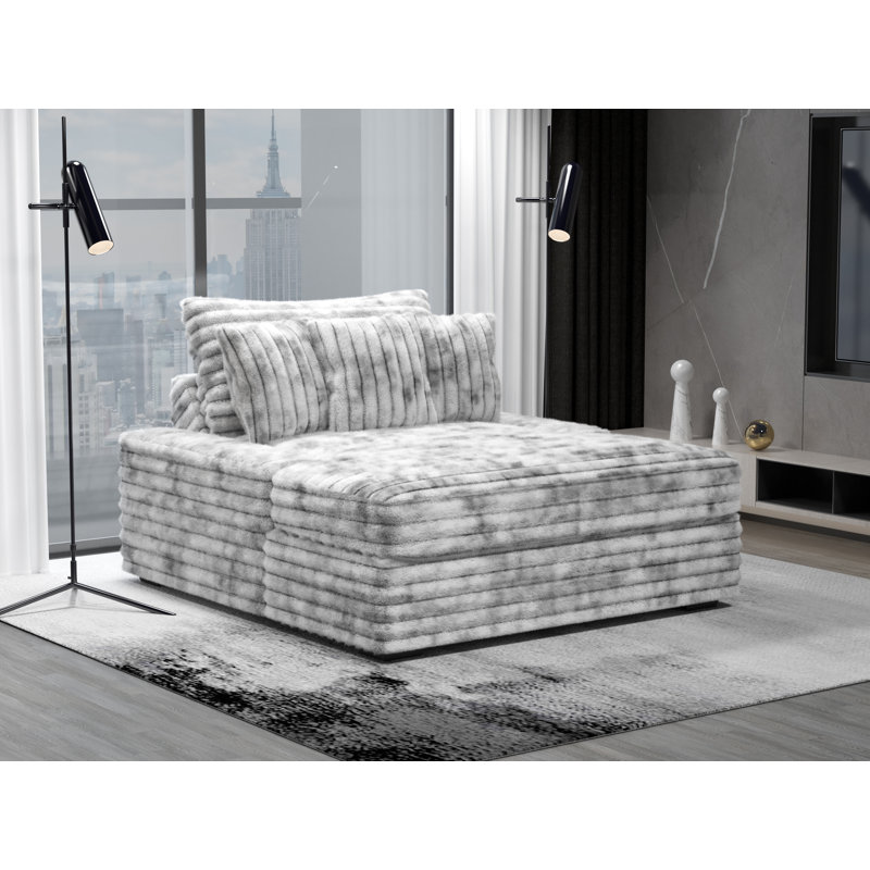 Chaise longue rembourrée Gus, Grande perruque grise