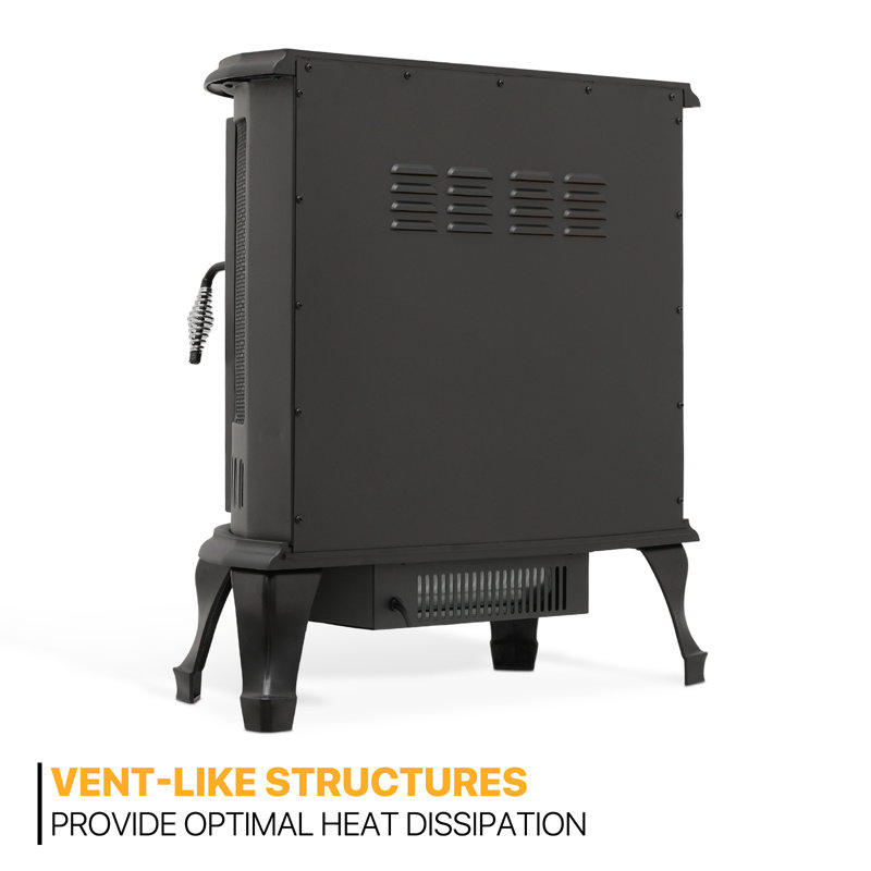 22" Electric Fireplace Heater with Flame Effect, Freestanding Fireplace with Adjustable Temperature