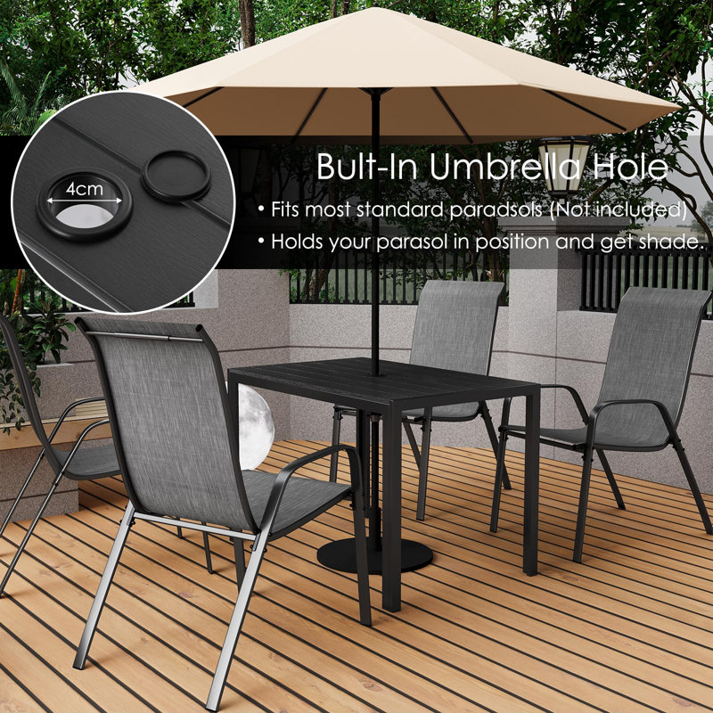 Rectangular Outdoor Bistro Table With Umbrella Hole , 110cm cm W 70cm cm D