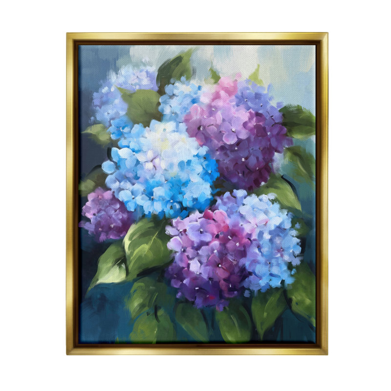 «Red Barrel Studio®», bleu et mauve, hortensias, art mural encadré par Ziwei Li, H 21 po x l 17 po x P 1,7 po
