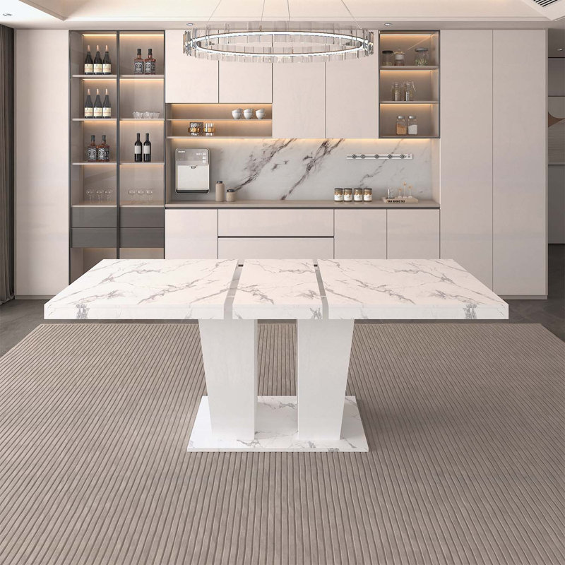 Table de salle à manger rectangulaire extensible, White