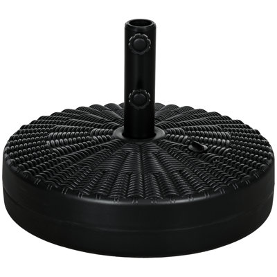 64 lb Base de parasol remplissable pour l'extérieur: support en acier, mât de 1,5 po ou 2 po, noir, rehausse le décor extérieur de la pelouse, de la terrasse et de la piscine.