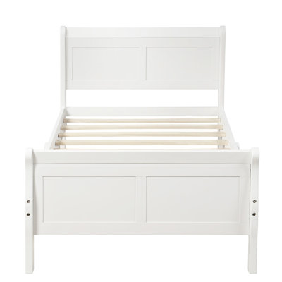 Wood Platform Bed Twin Bed Frame Mattress Foundation Sleigh Bed With Headboard/Footboard/Wood Slat Support