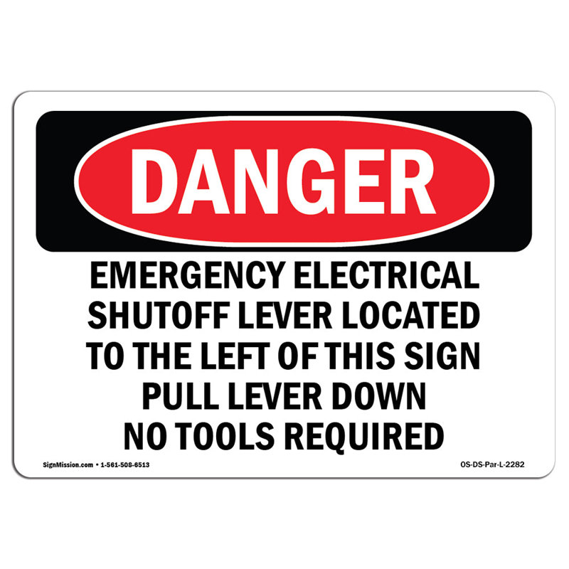 Enseigne d'arrêt d'urgence en aluminium 12 po x 18 po, H 18 po x l 24 po x P 0,1 po