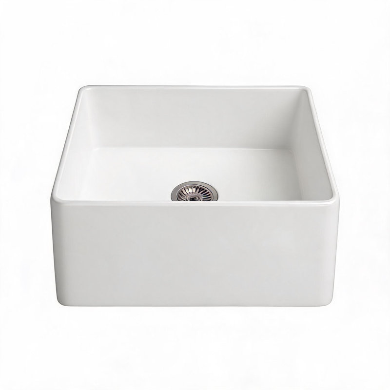 Évier de cuisine de style ferme en céramique blanche de 61 cm (24 pouces) avec tablier avant et installation sous plan