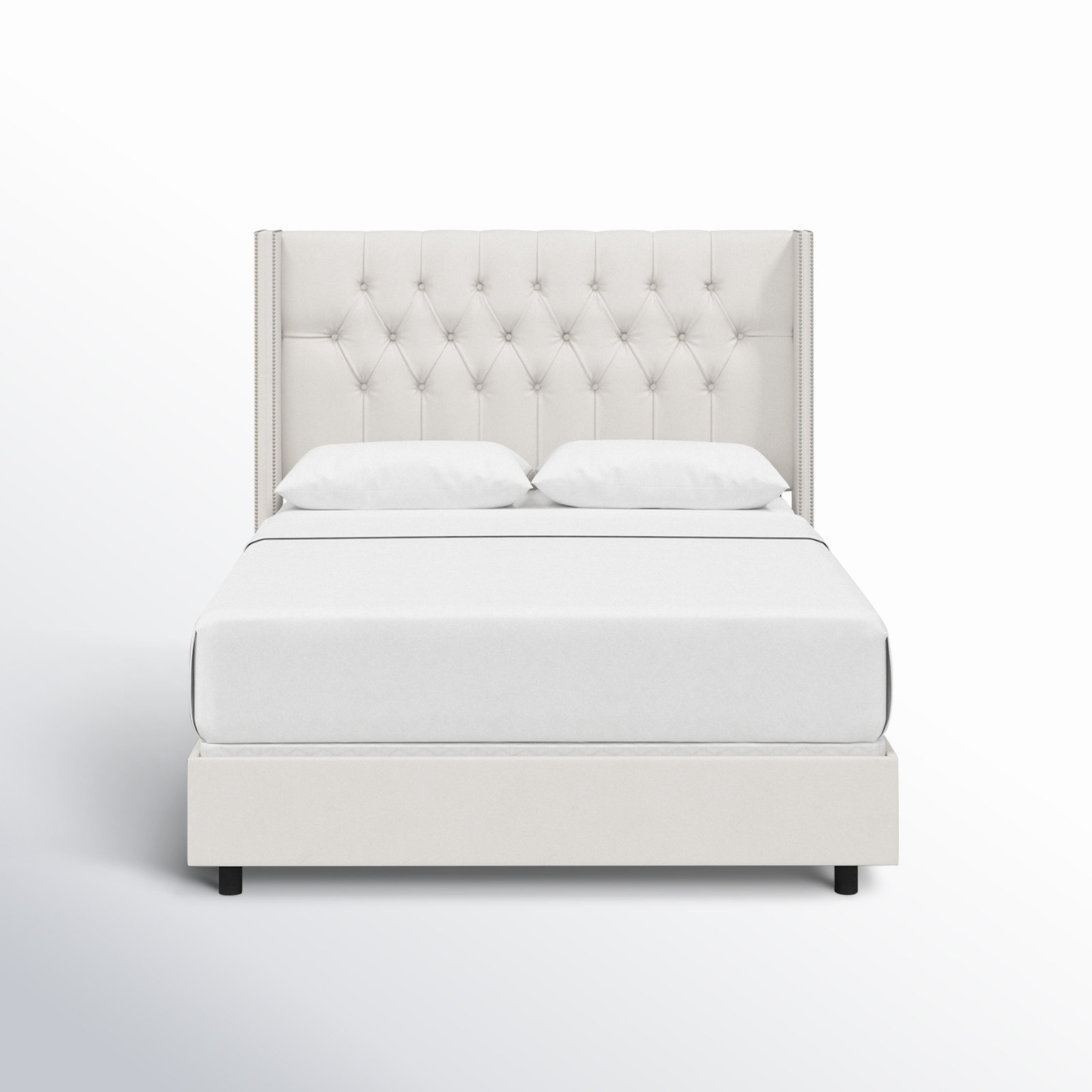 Breckin Upholstered Wingback Bed, Twin, Bella Light Gray Performance Velvet