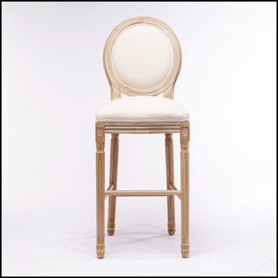 Ensemble de 2 tabourets de bar en bois français avec siège rembourré, beige et naturel French Country, durables et élégants