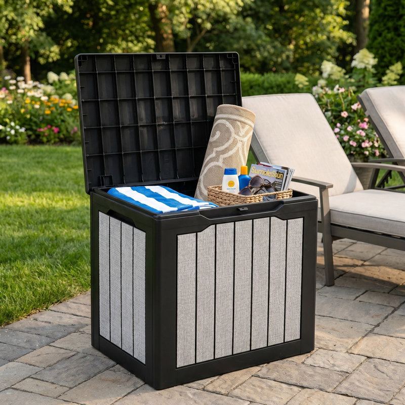 Coffre de terrasse en résine résistant aux intempéries 30 gallons avec serrure Edrosie Inc