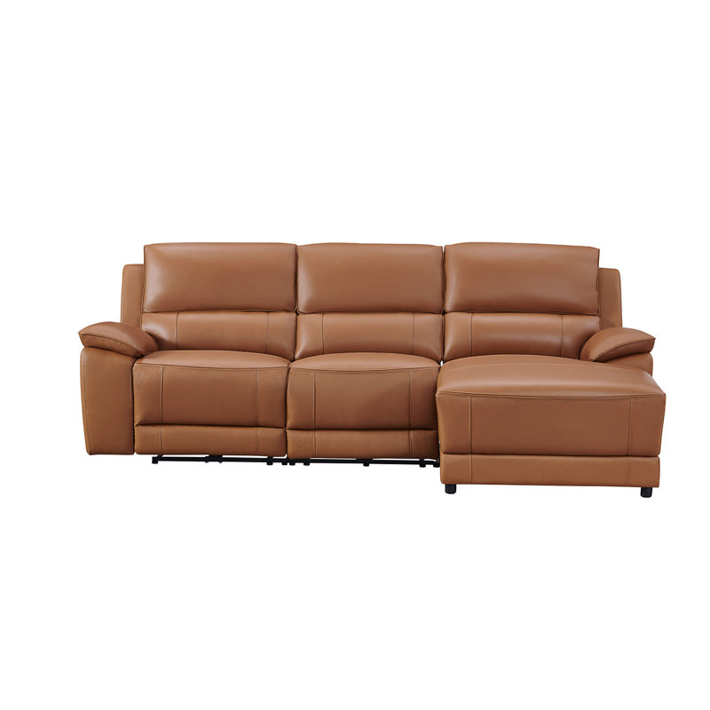Carrabelle Leather Power Recliner Sectional, Right Hand Facing, Adobe Genuine Leather