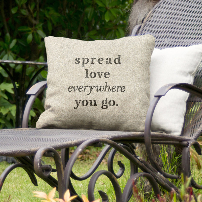 Coussin intérieur / extérieur Spread Love, 20 po x 20 po, Blanc / Vert