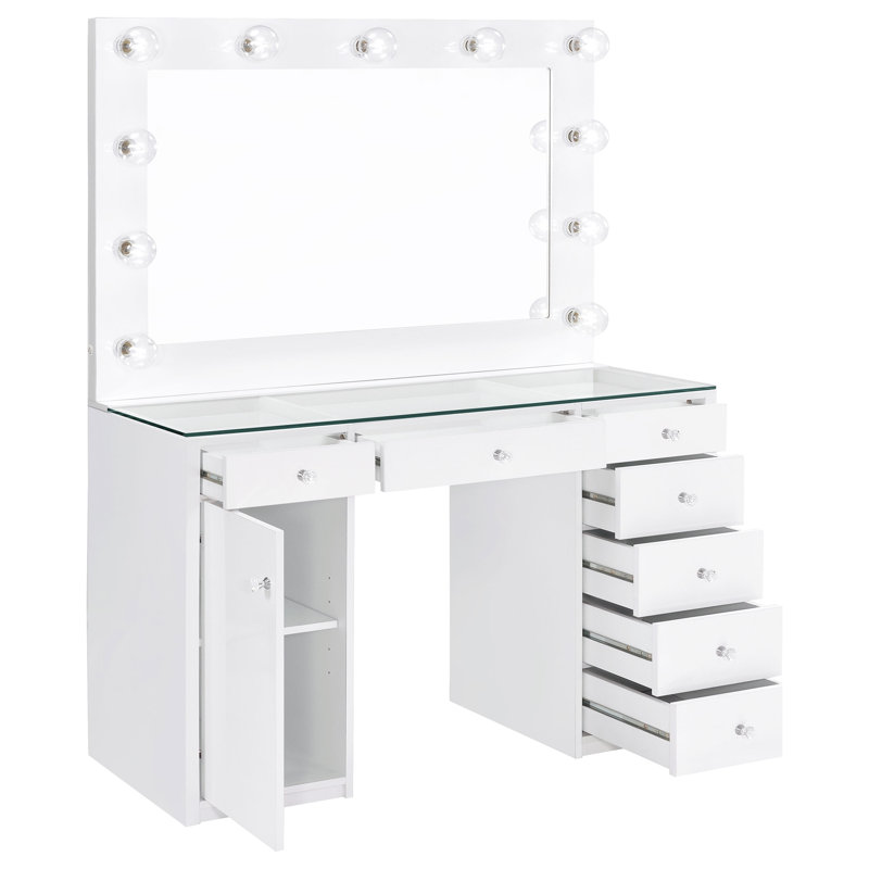Ensemble de meuble-lavabo 7 tiroirs Fern White, Gloss White