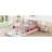 Space-saving Twin Wood Platform Bed With Guardrails And Storage, Pink - Modern Design For Cozy Bedrooms