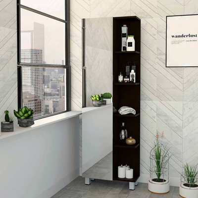 Armoire à linge à 5 tablettes avec miroir