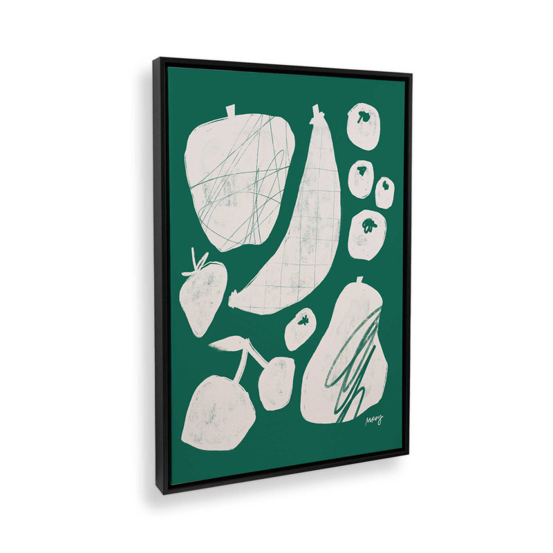 «Abstract Fruit Green» par Garima Dhawan, reproduction d'art, H 40 po x l 30 po, Noir, Cadre flottant