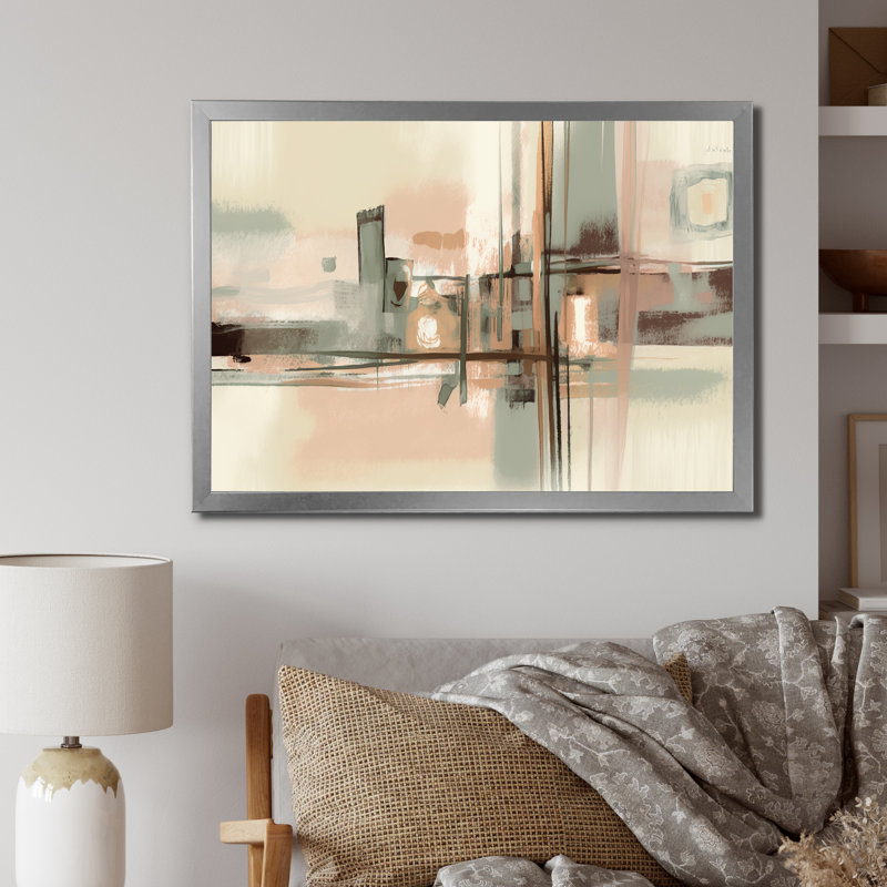 "Familiarité", abstrait abstrait rose pastel - reproduction d'art sur toile, H 30 po x l 40 po x P 1,5 po
