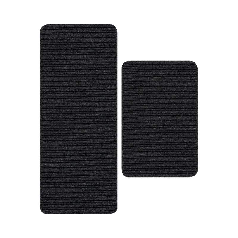 Arturas Solid Color Synthetic Non-Skid Kitchen Mat, Dark Gray