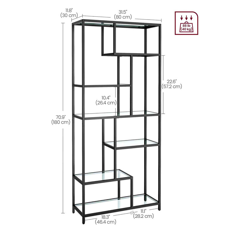 180 cm H x 80 cm W Bookcase, Black