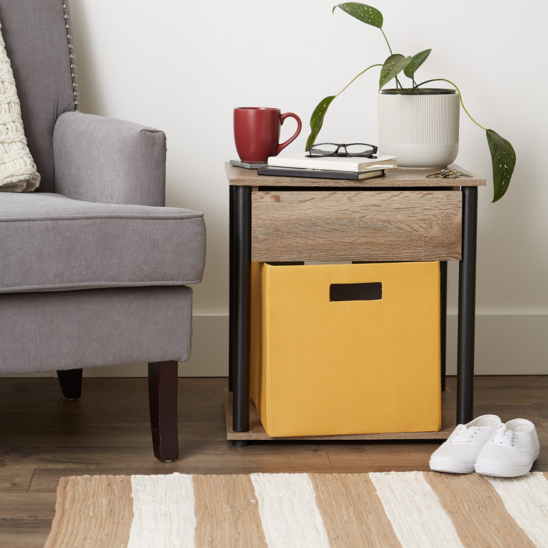 Ebern Designs Decorative Bin, 12.9" H x 12.9" W x 12.9" D, Honey Gold