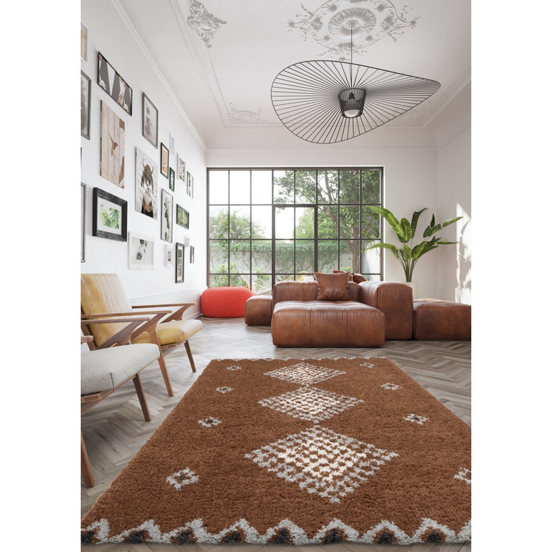 Chavez Geometric Shag Area Rug, Rectangle 80 x 150cm