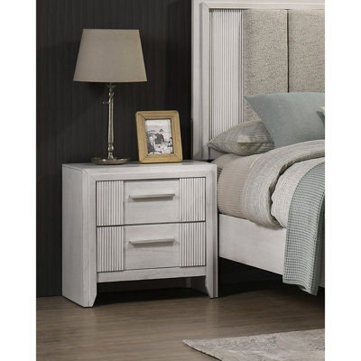 Table de chevet 2 tiroirs Contemporary White Mist - Mobilier de chambre en bois