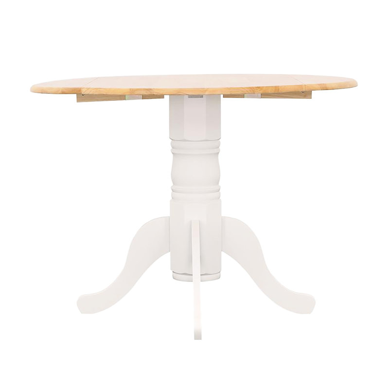 Table de salle à manger naturelle brun et blanc avec rallonge escamotable