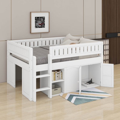 Lit mezzanine double avec armoire