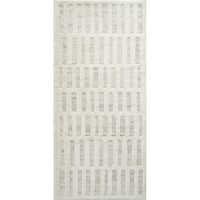 Tapis intérieur moderne, beige crème., Tapis de couloir 2 pi 3 po x 5 pi 1 po