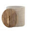 Repose-pieds en bois avec rangement, laine tissée à la main / bois de manguier - beige
