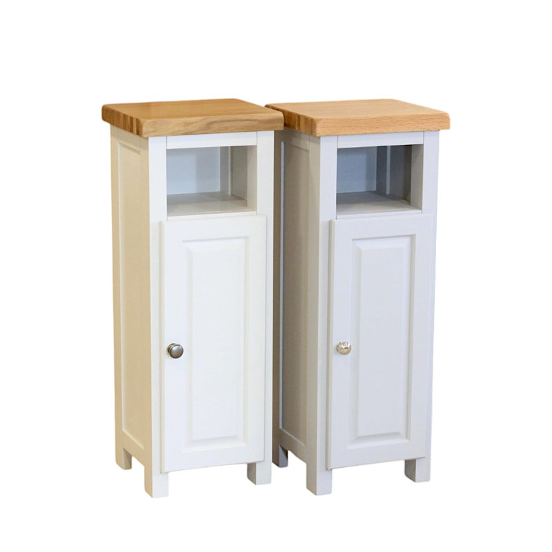 33cm W Solid Wood Bedside Table, Grey/Brown