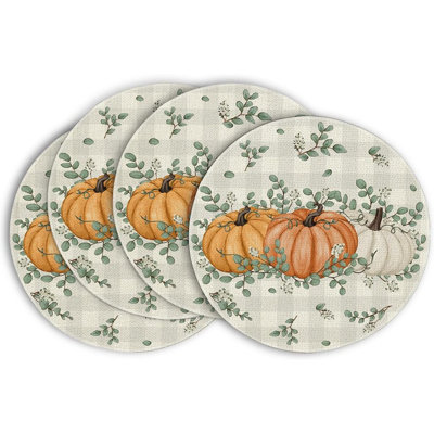 Ensemble de napperons orange d'automne avec citrouilles orange 4,15 pouces