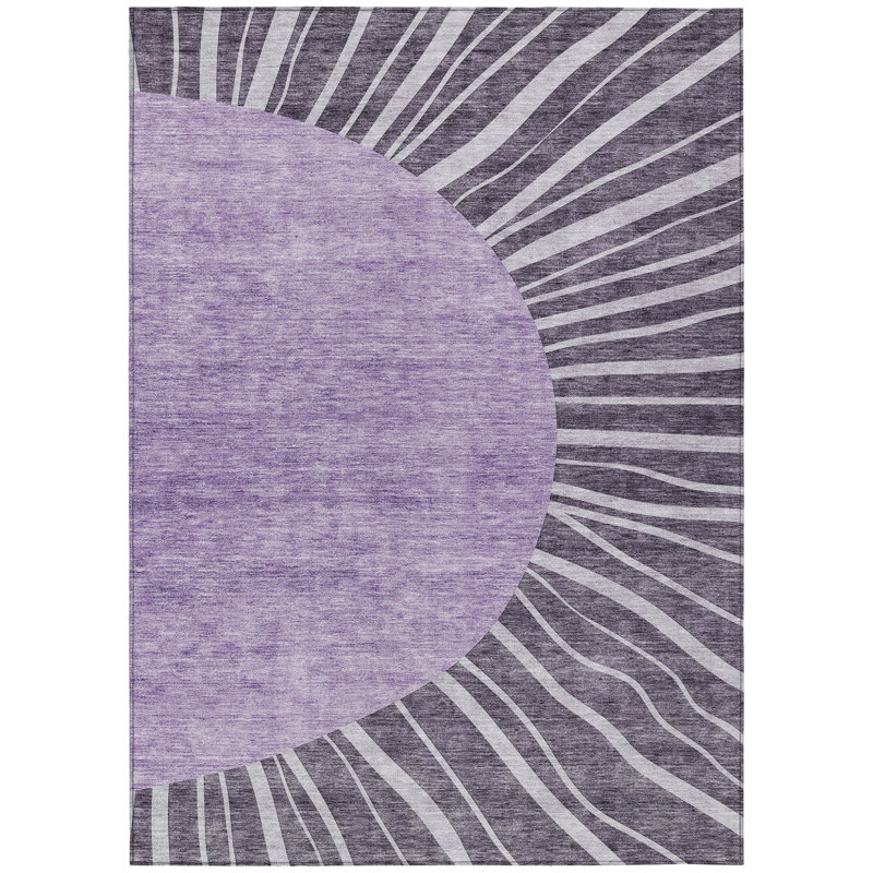 10' X 14' Purple Eggplant And Lavender Abstract Washable Indoor Outdoor Area Rug, Rectangle 10' X 14'