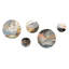Rayures pastel grises et dorées Melody II - ensemble abstrait d'art mural rond de 5