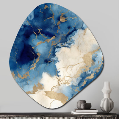 Robbin - Fractals Unique Shape Metal Wall Decor, Blue Asymmetrical Metal Art Print