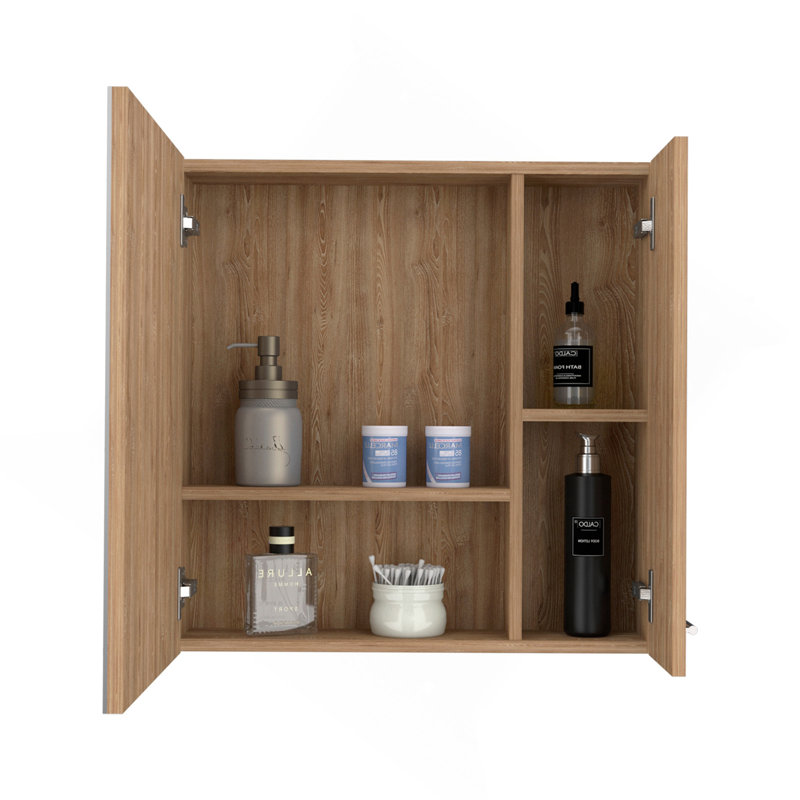 Armoire à pharmacie Sines, quatre tablettes internes, porte simple - pin