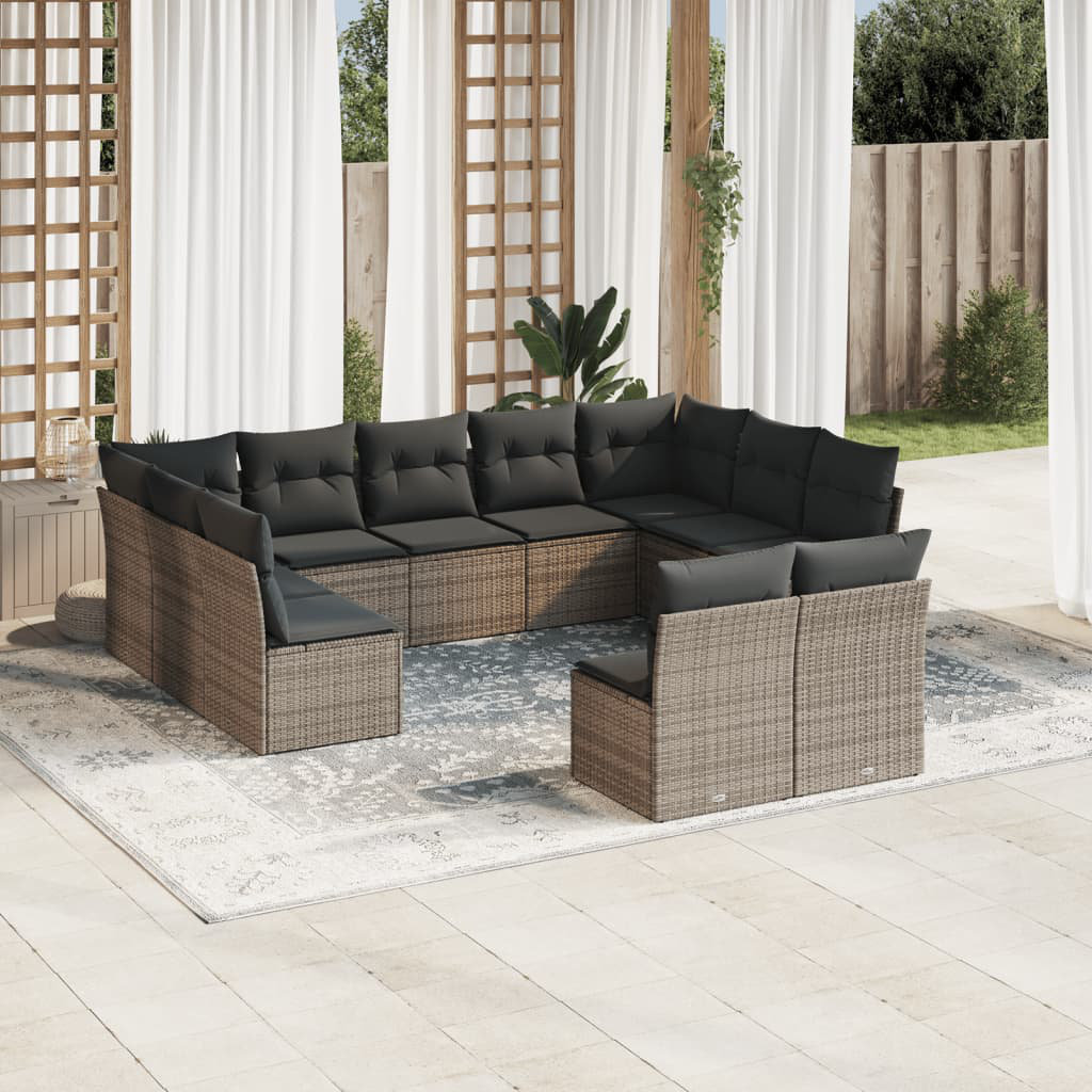 Vidaxl 11-Tlg. Garten-Sofagarnitur aus Polyrattan mit Kissen