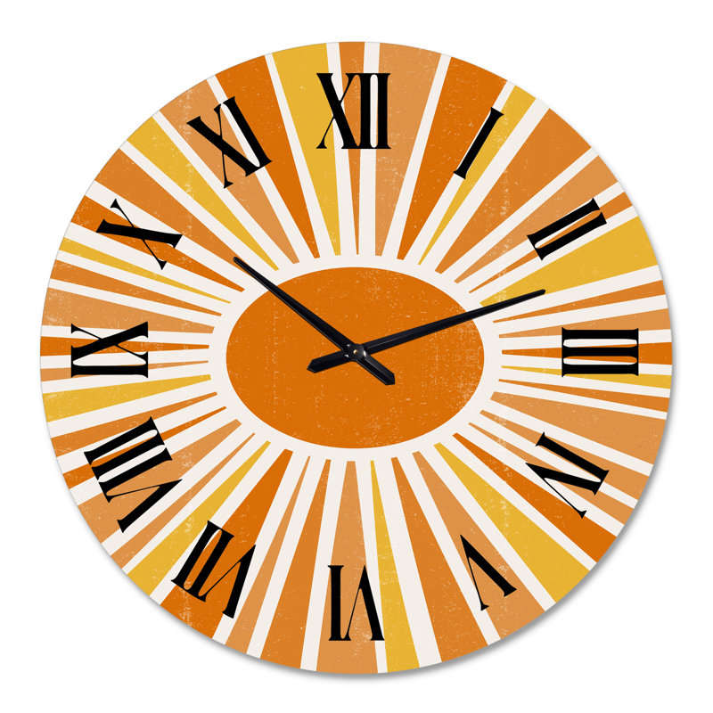 Minimalist Bright Shining Orange Sun Rays I - Modern wall clock, Large