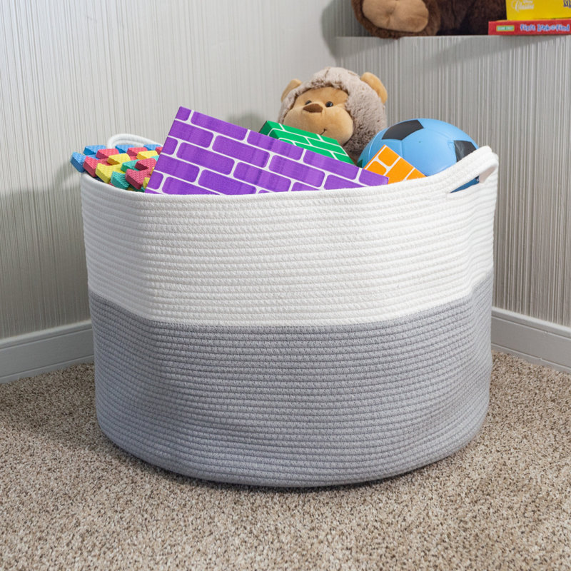 Extra-Large Foldable Cotton Rope Basket, Gray
