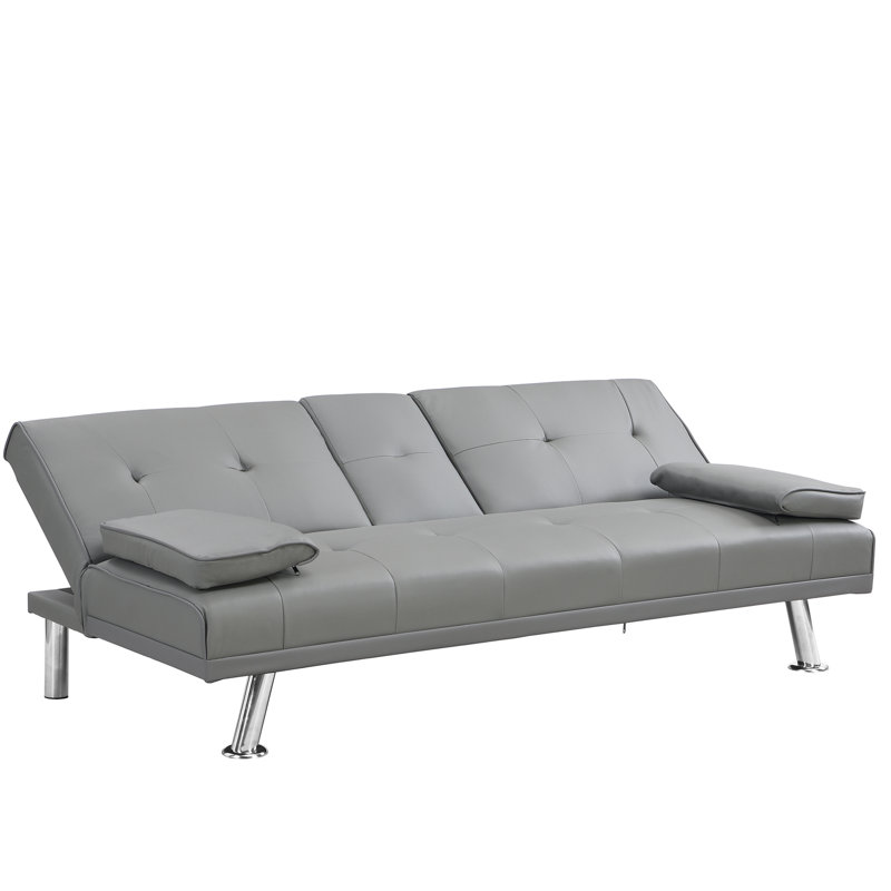 Lit à accoudoirs gris, stable et convenant à tout décor de lit multifonctionnel en cuir, deux supports pour un rangement supplémentaire