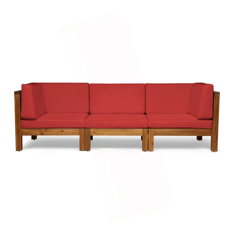 3-Piece Sofa Set, Red, Wood, Red