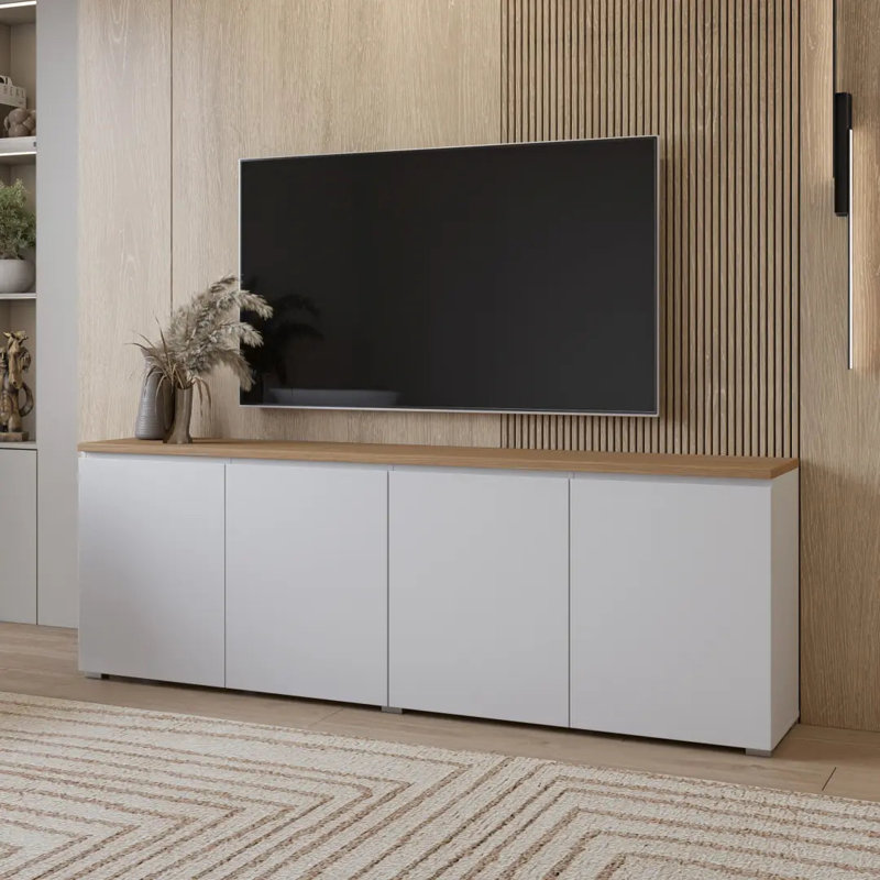 Unfinished Display Stand with Fireplace Included, White