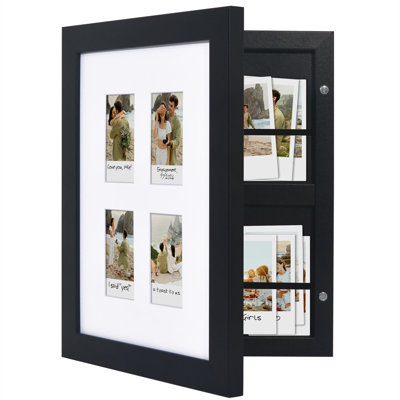 Tisiphone 9x11 Picture Frame with Storage - Fits Four 2x3 Instant-Print Photos - Storage Frame Holds up to 100 Photos - Black