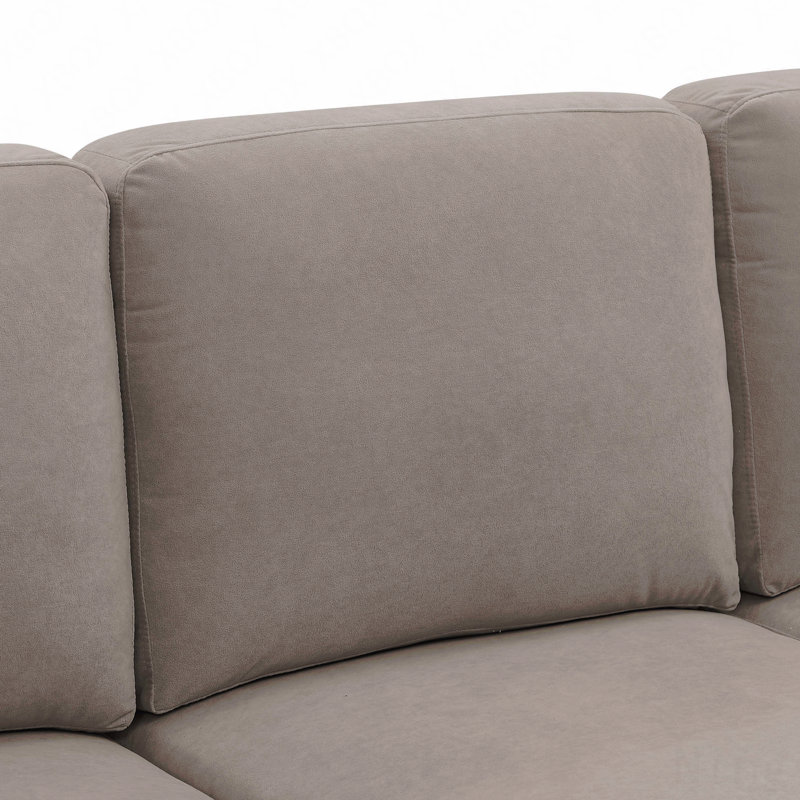 Polyester Blend Upholstered U-Shape Sectional With Metal Legs, khaki Polyester Blend