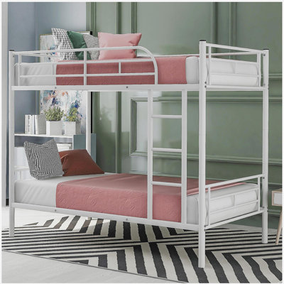 Double-layer metal bunk bed (white)