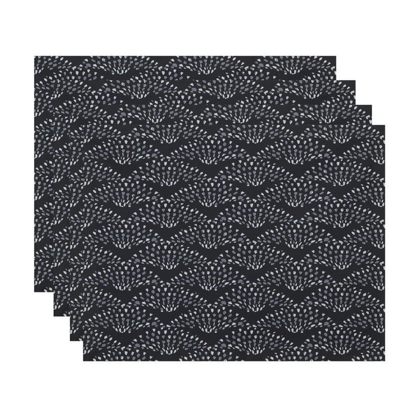 Ladwig Polyester Abstract Rectangle Placemat, Black