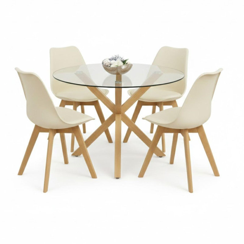 Periheli 4 - Person Dining Set, Cream