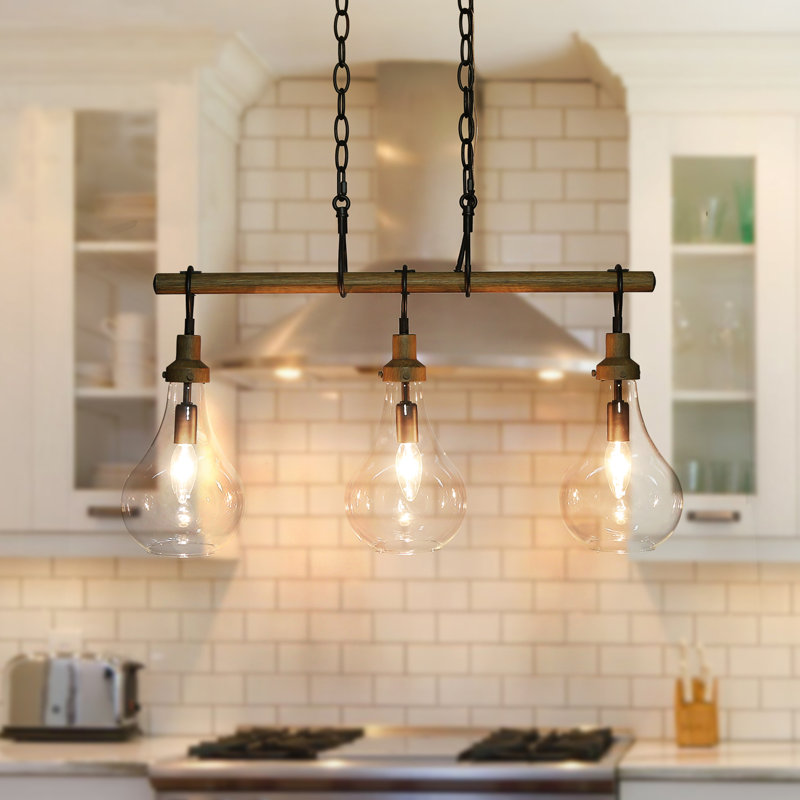 Lustre suspendu pour îlot de cuisine 3 lumières Ammanda